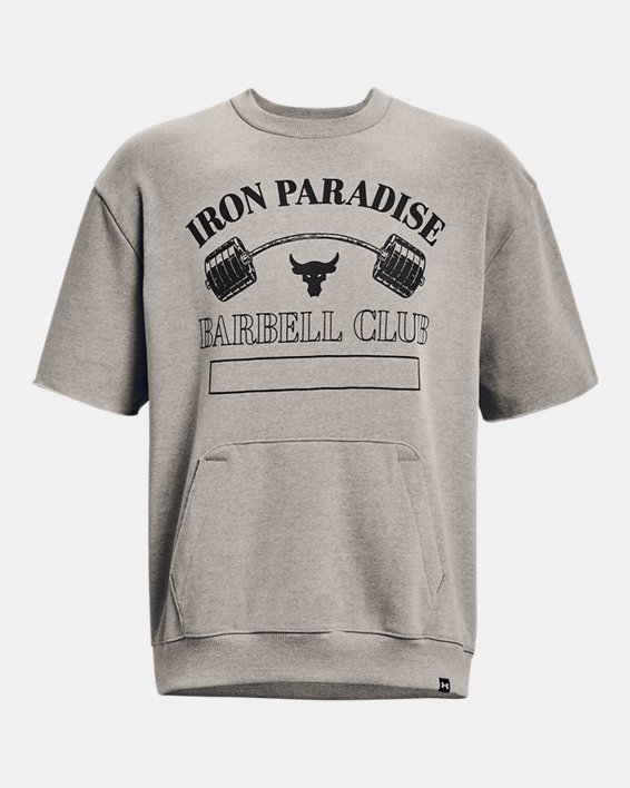 Men's Project Rock Iron Paradise Heavyweight Terry Crew in Gray image number 4